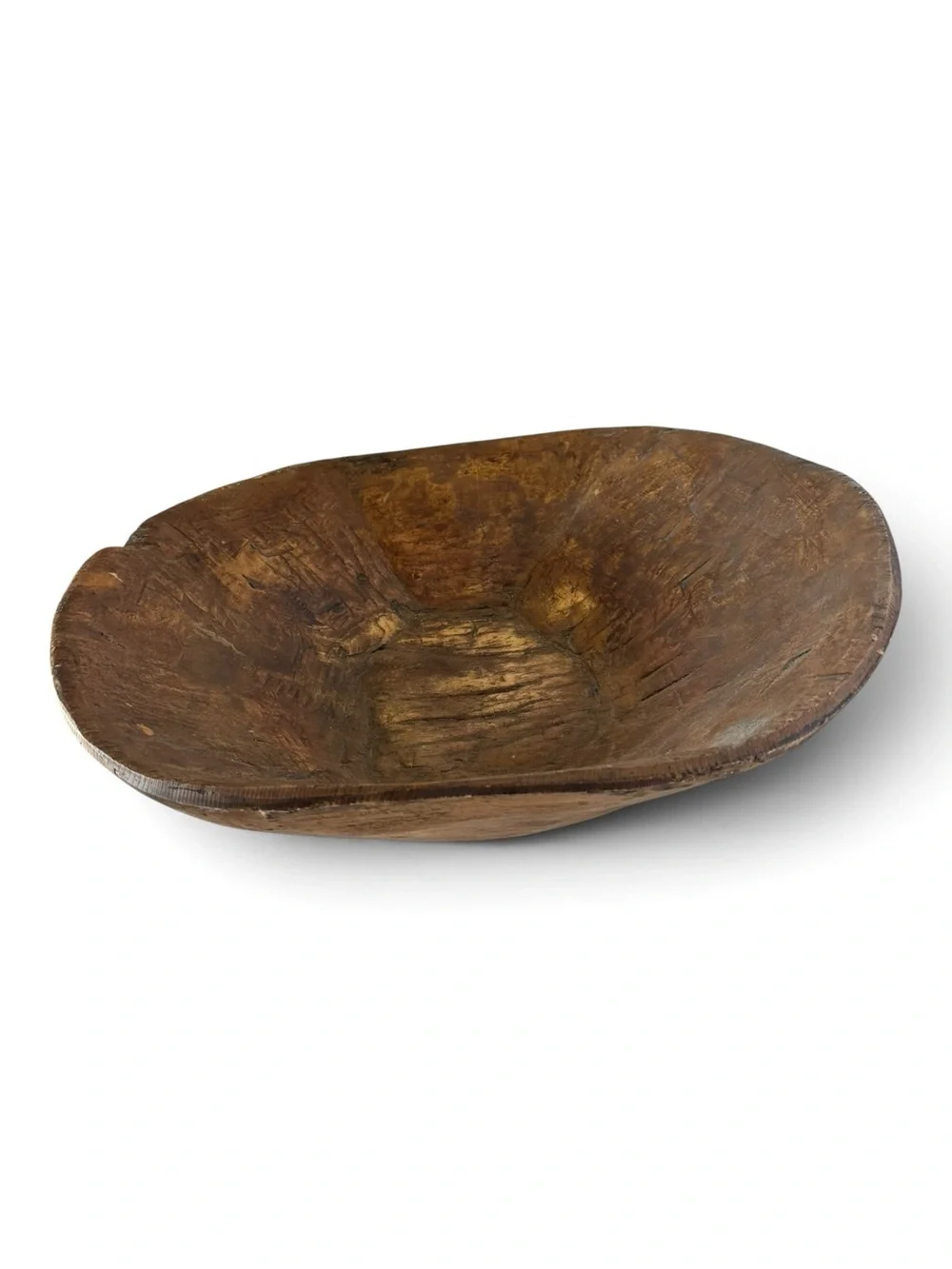 Vintage Primitive Hand Carved Wood Dough Bowl Rustic Farmhouse 15” Kitchen
